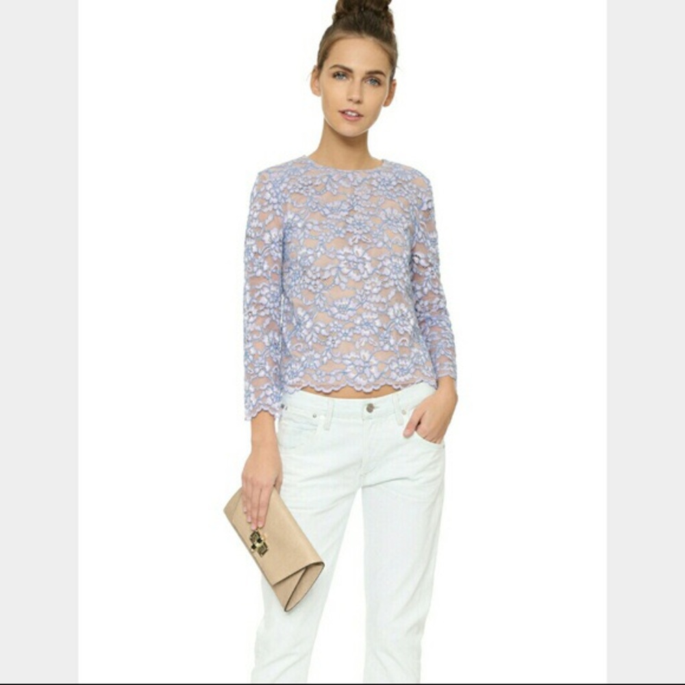 Diane von Furstenberg "Belle" 3/4 sleeve lace top